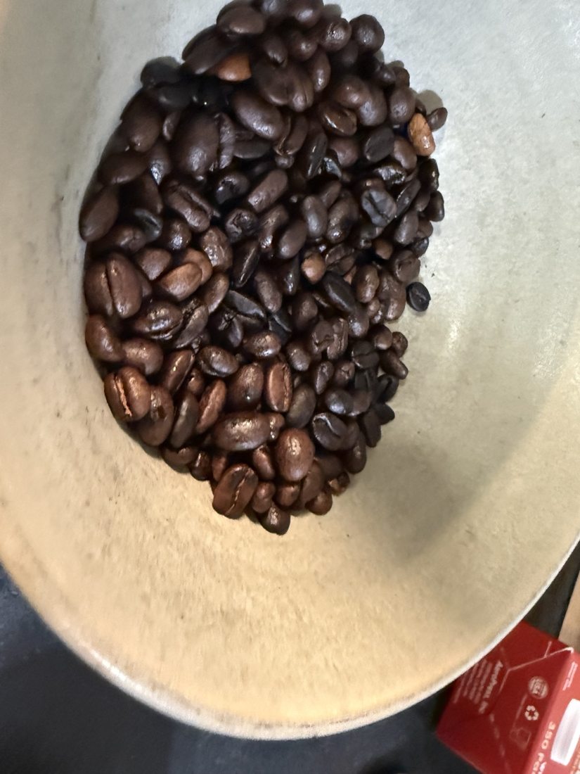 Dark roasted coffee beans